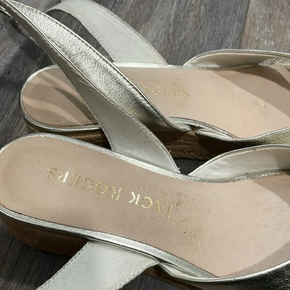 Jack Rogers Gold Espadrille Platform sandals size 8